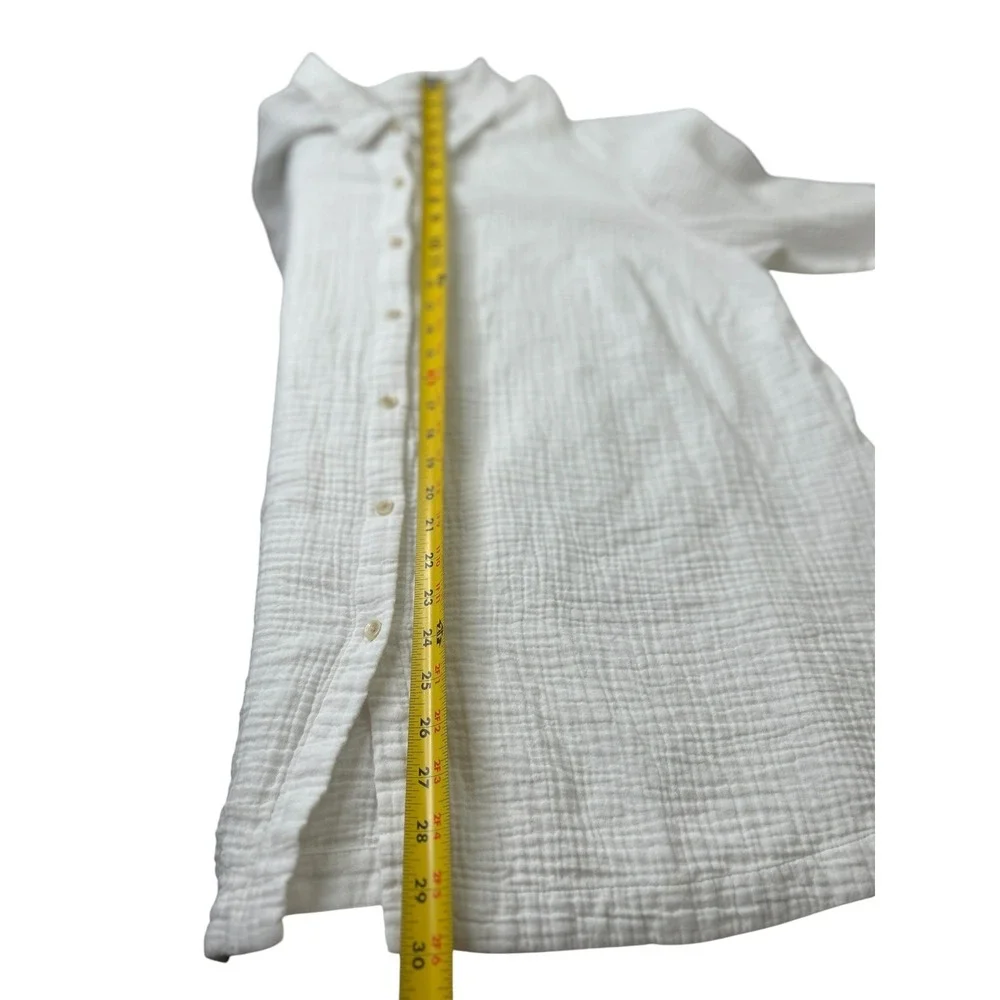 J. Jill White Crinkle Cotton Gauze Button Down Shirt Plus Size 2X Boho - Picture 7 of 8